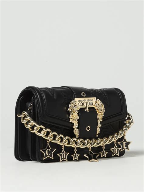 versace jeans couture quilted nappa satchel bag